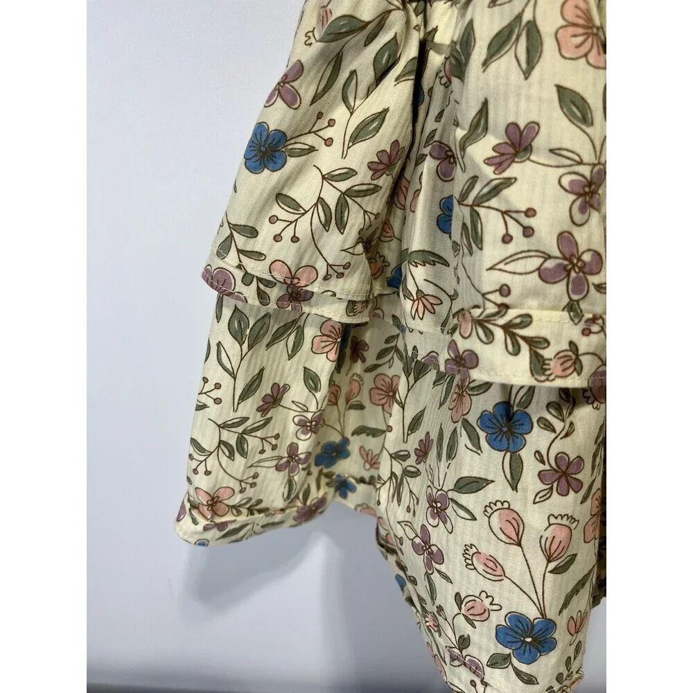 Rabbit + Bear Organic Cotton Floral Tiered Ruffle Dress Girls 2T Short Sleeve